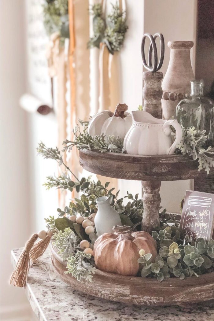 28 Cozy Fall Tiered Tray Decor Ideas to DIY This Autumn